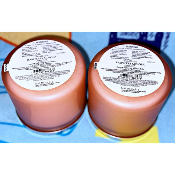 Lot of 2 Bath & Body Works Raspberry Mimosa Large 3-Wick Candle 14.5oz - Picture 5 of 5